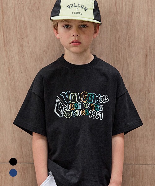 [볼컴키즈] 키치즘 반팔 라운드 티셔츠 D5M011_블랙 140